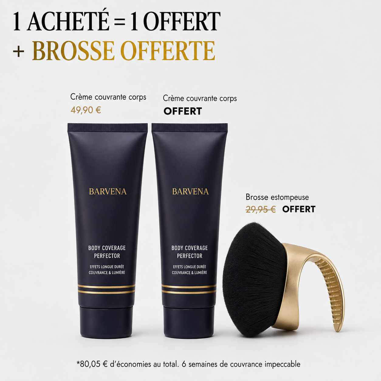 BARVENA – Correcteur de teint corps effet bronzant + brosse OFFERTE