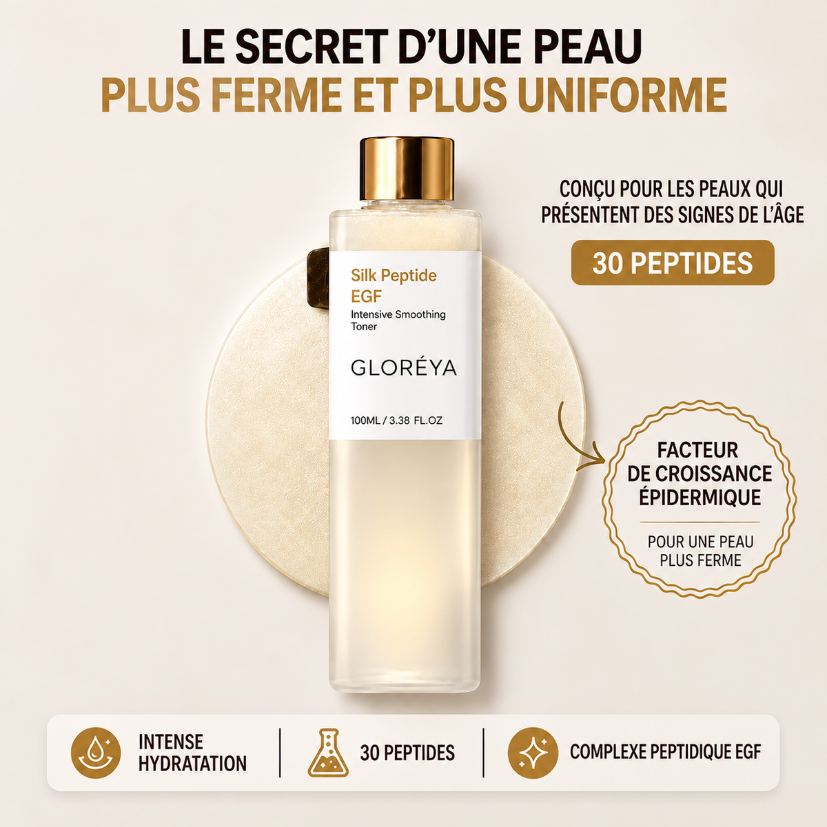 Lotion tonique anti-âge aux 30 peptides