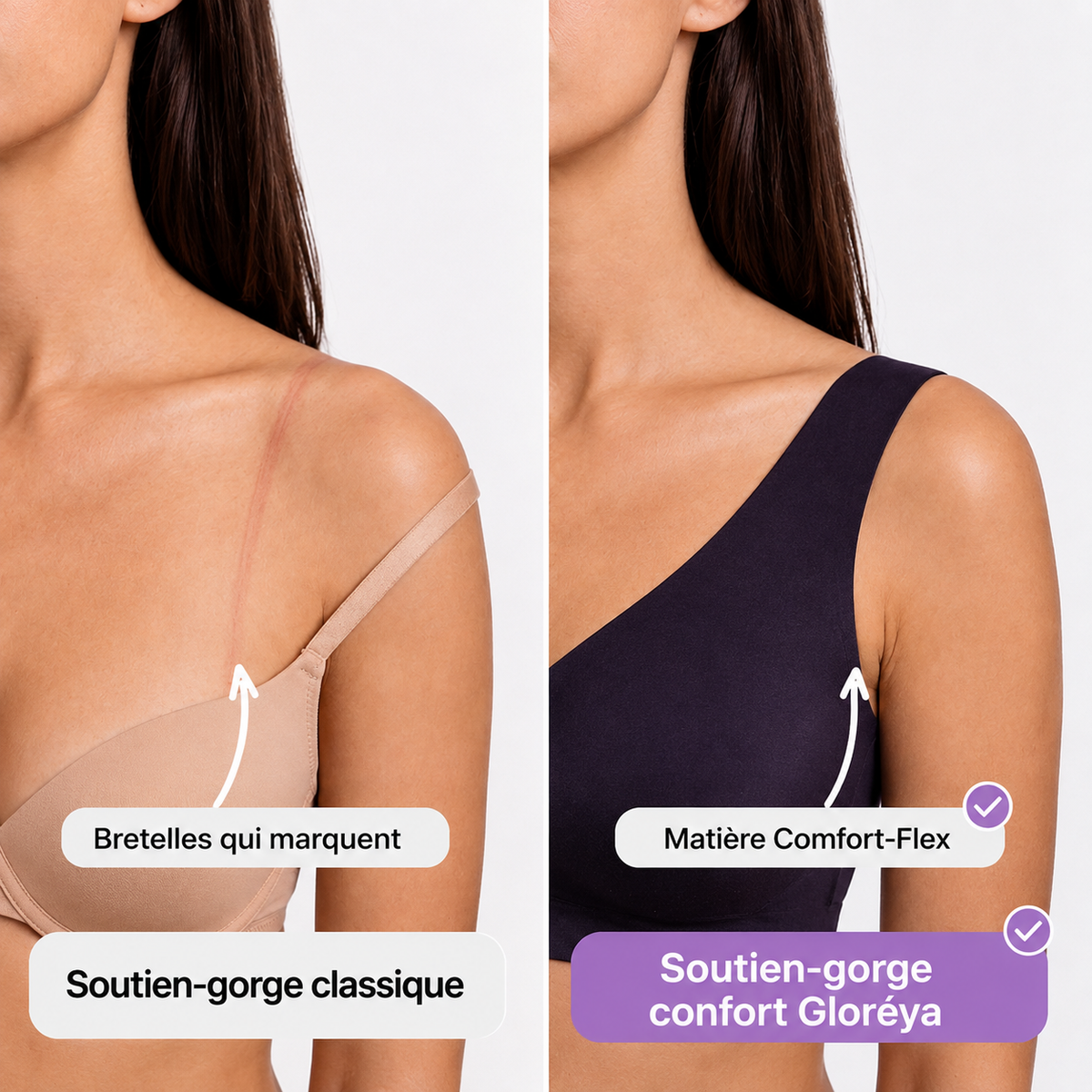Soutien-gorge confort Gloréya, sans coutures ni armatures, avec effet lift
