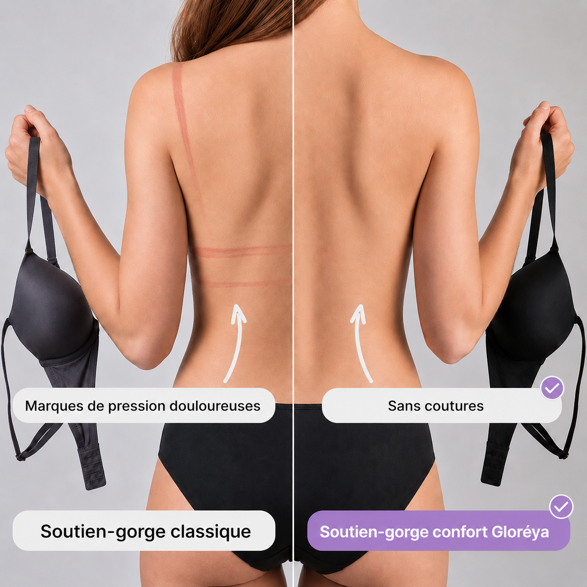 Soutien-gorge confort Gloréya, sans coutures ni armatures, avec effet lift